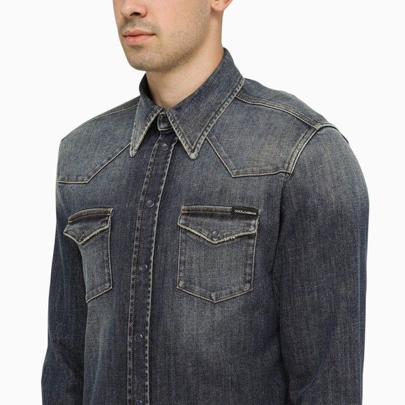 Dolce&Gabbana Blue Slim Denim Shirt - Picture 4 of 4